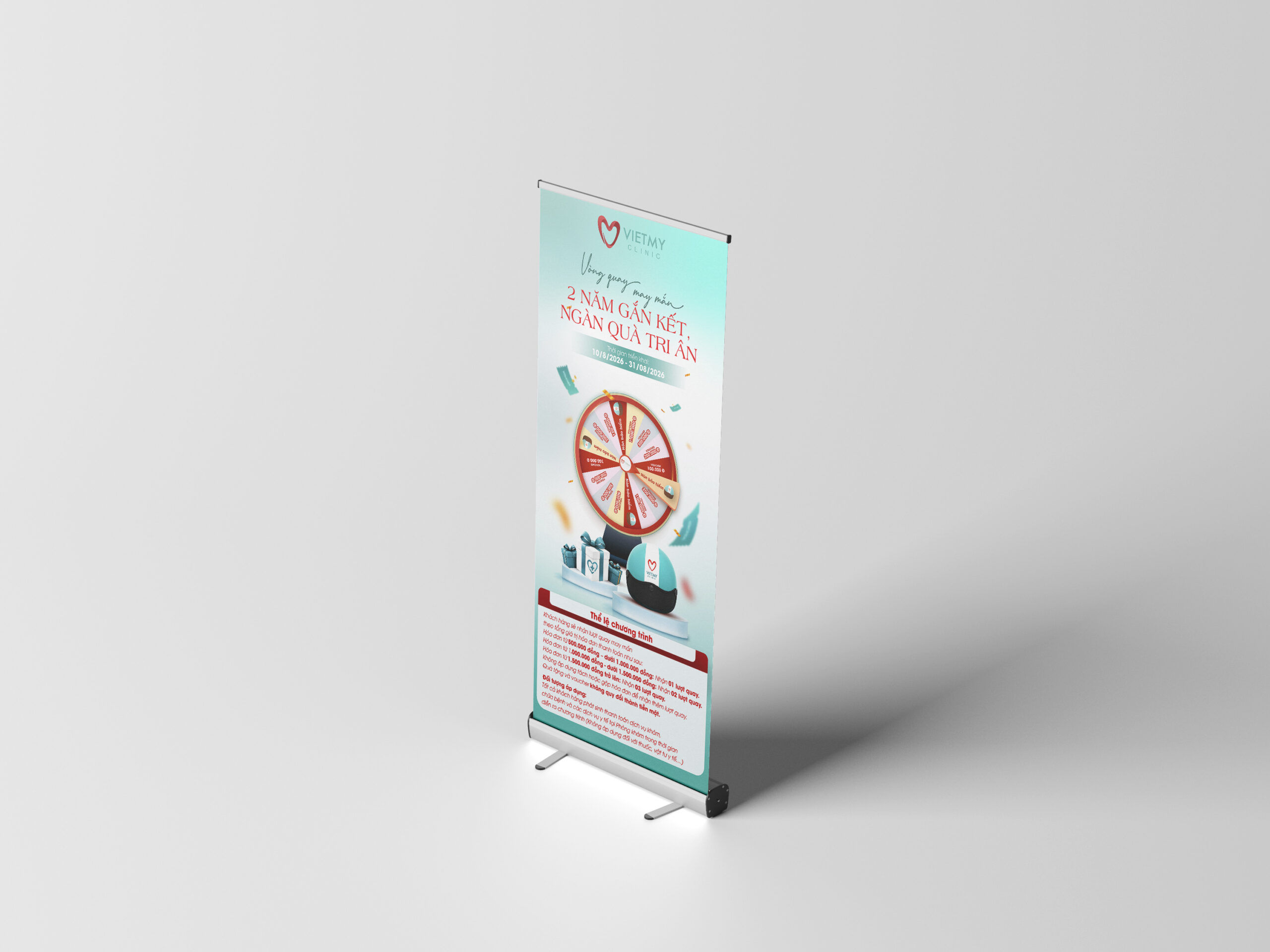 thiết kế standee vòng quay may mắn